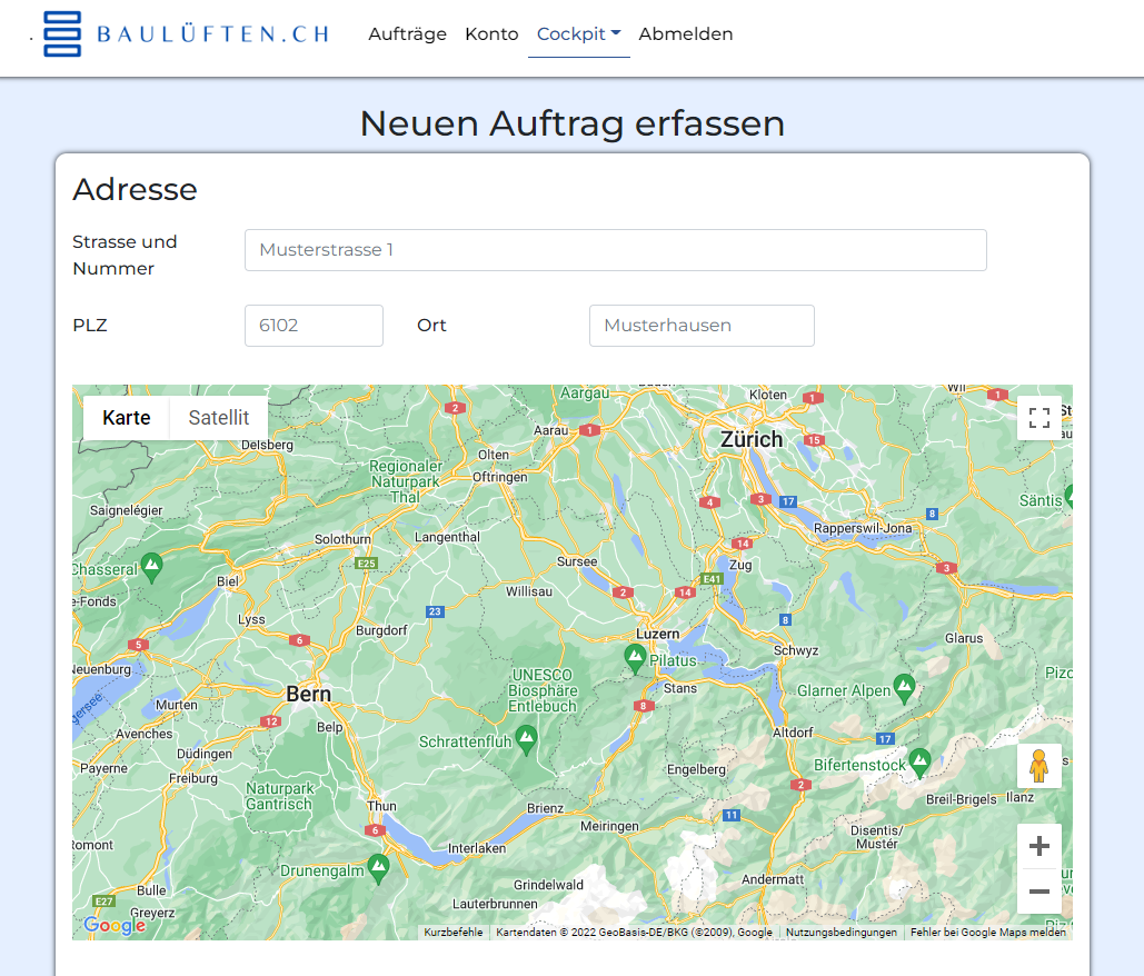 Baulueften neuer Auftrag